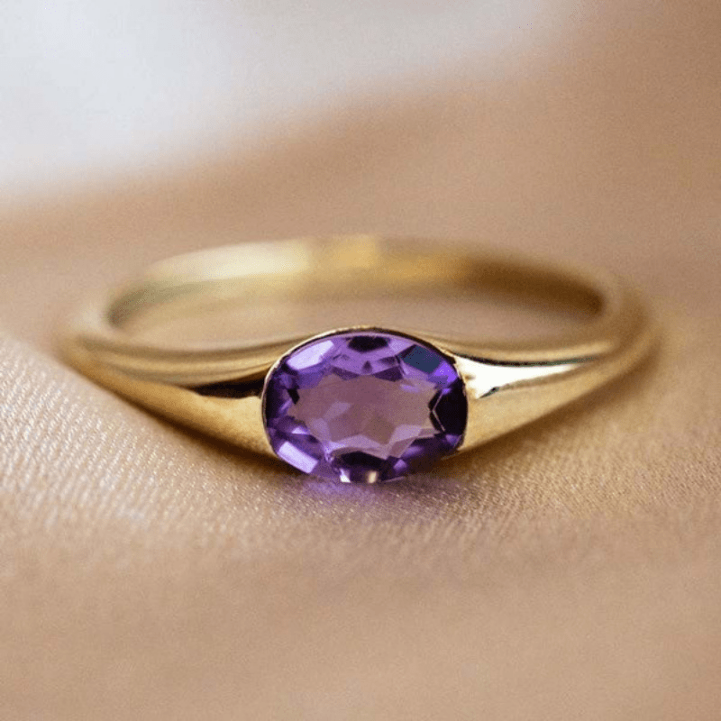 Vintage Lila Kristall Goldring
