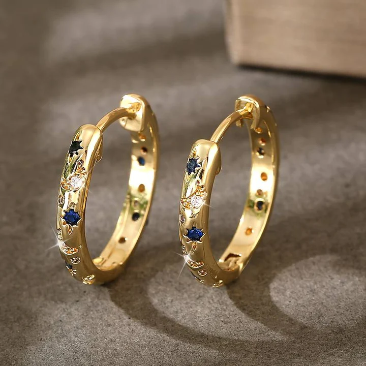 Vintage Blaue Zirkonia Goldohrringe