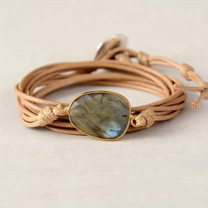 Vintage Leder Steinarmband