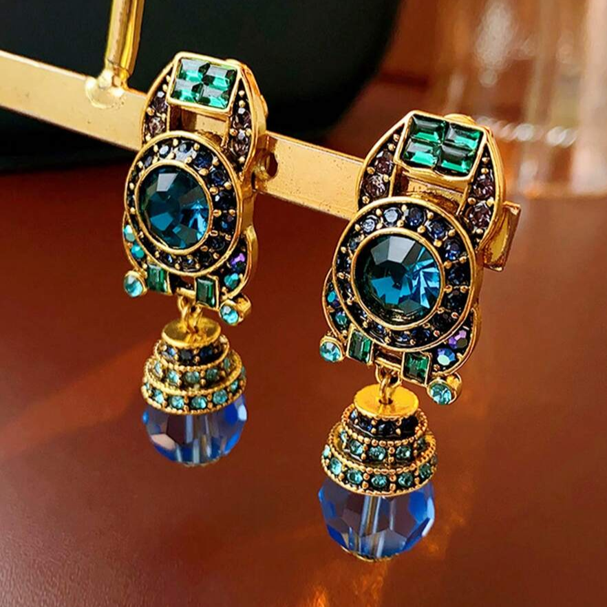 Vintage Blaue Zirkonia Hängeohringe