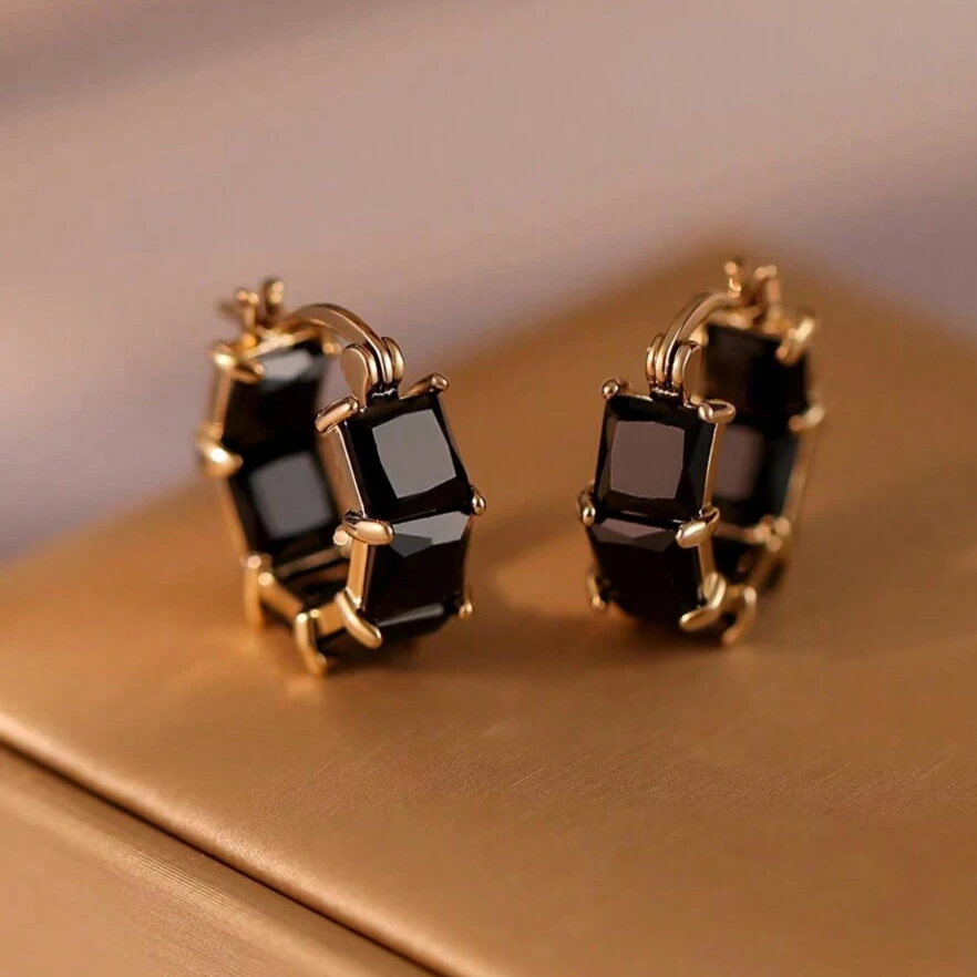 Vintage Schwarze Zirkonia Ohrringe