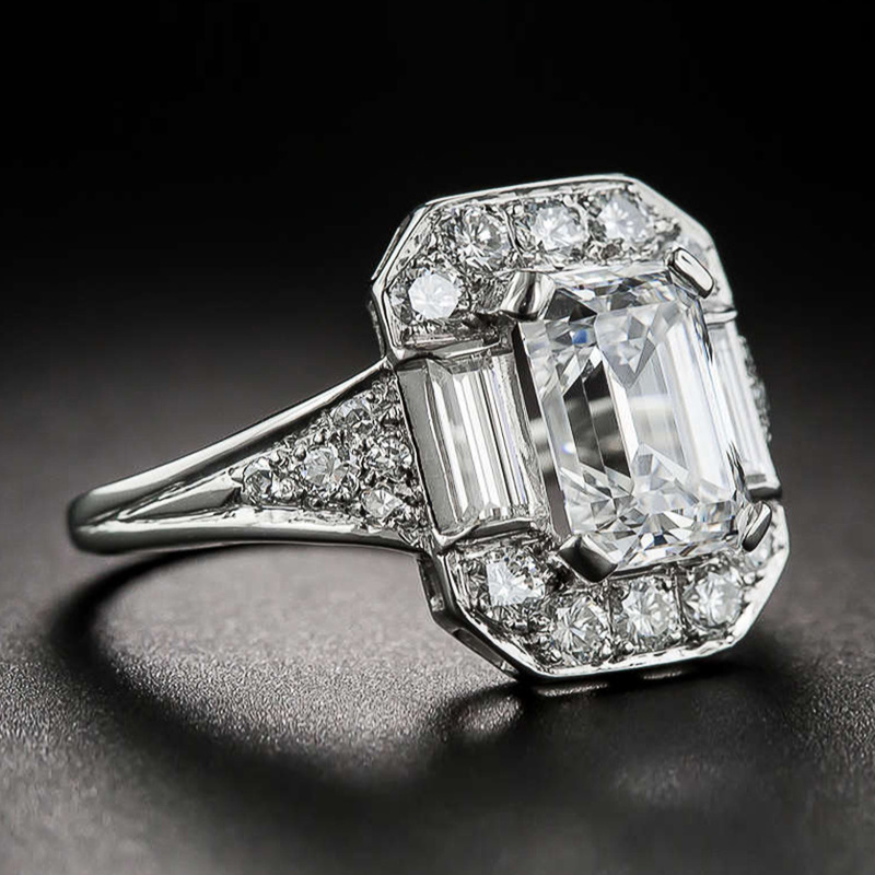 Vintage Quadrat Zirkonia Silberring