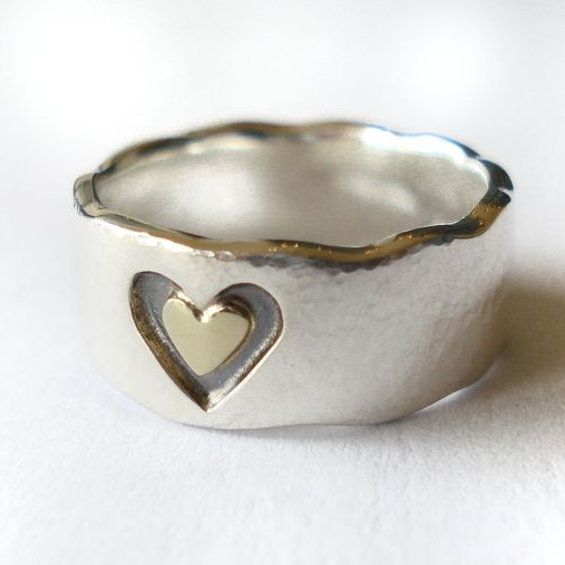 Vintage Doppelherzring aus Silber