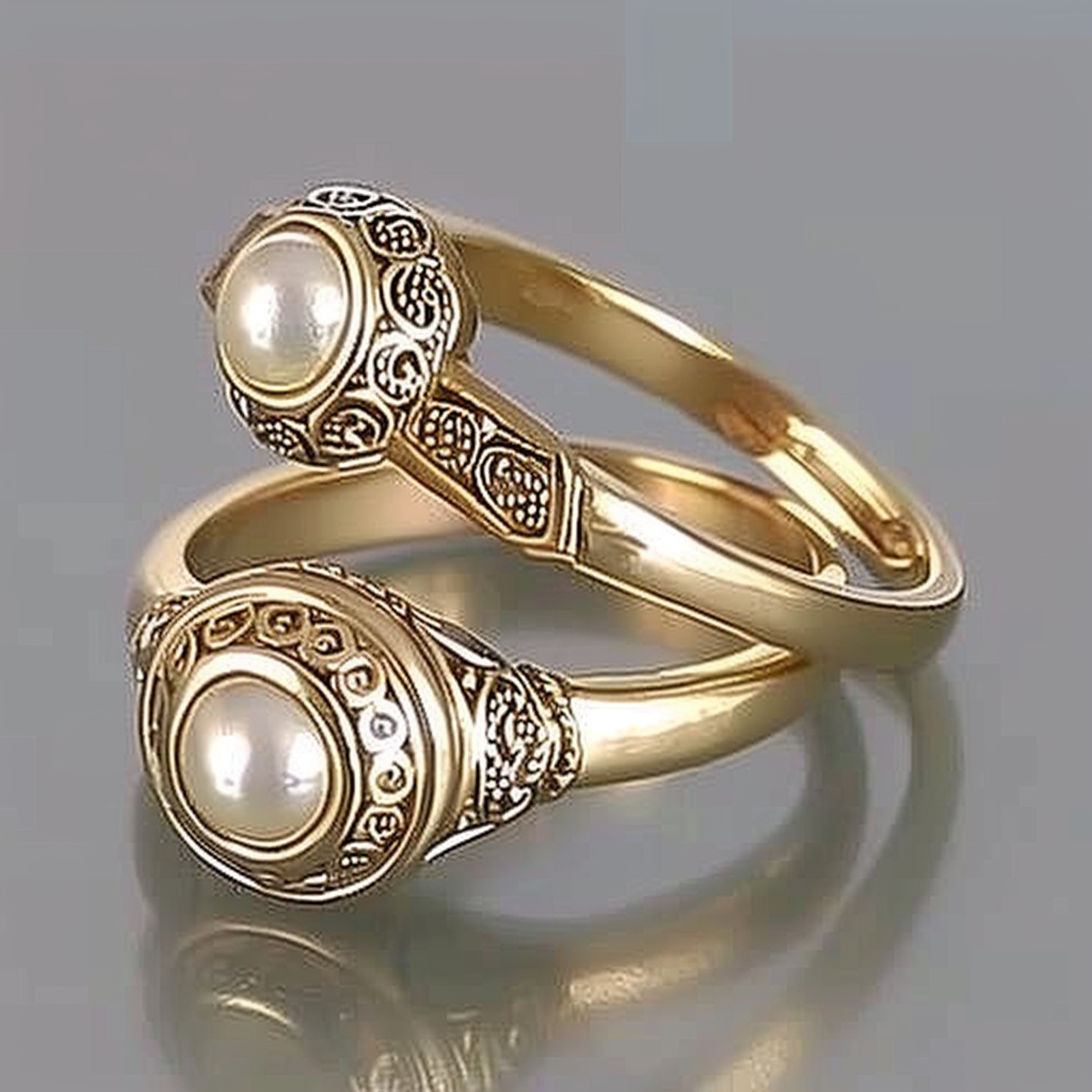 Vintage Einlegeperlen Goldring Set