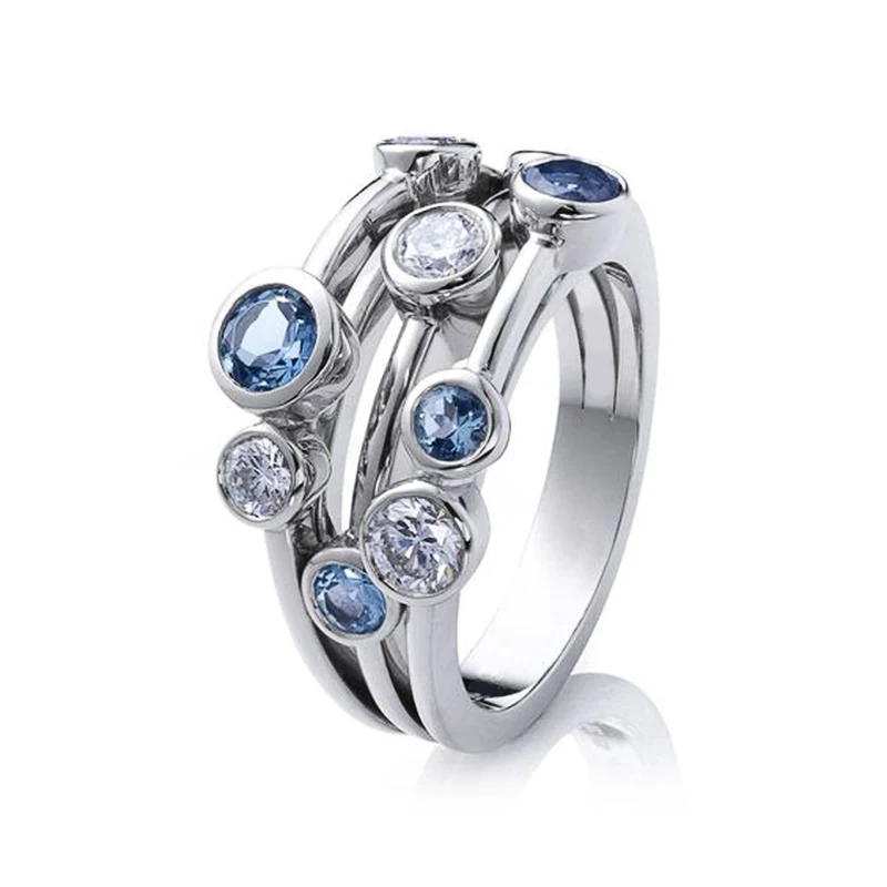 Vintage Silber & Blaue Zirkonia Ring