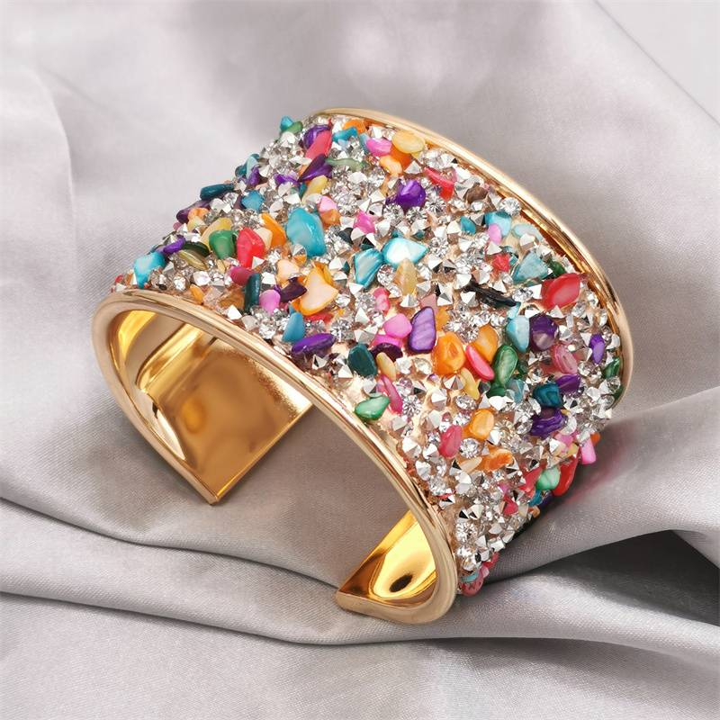 Vintage Bunte Kristalle Goldarmband