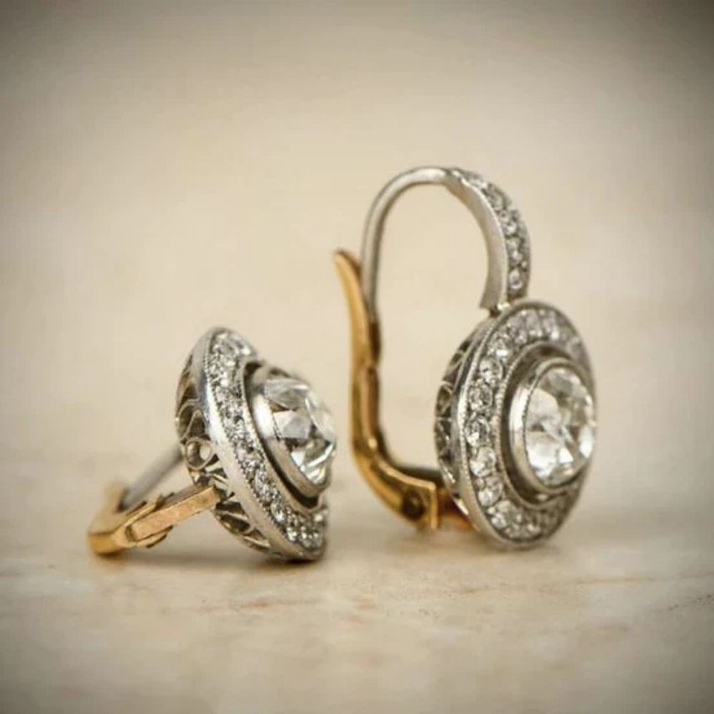 Vintage Gold- und Silber-Crystal-Ohrringe