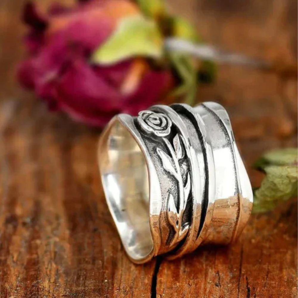 Vintage Silber Blumenring