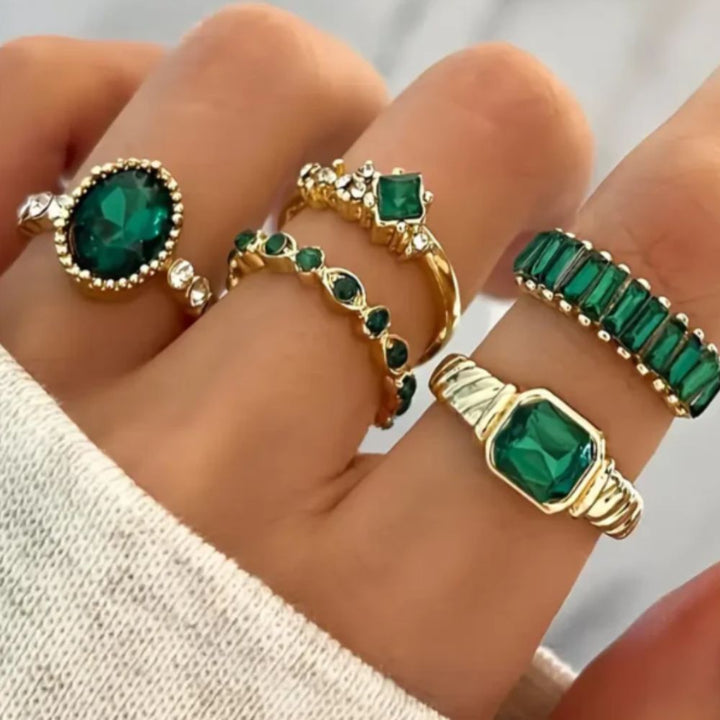Zarina Exquisite Smaragd Goldring Set