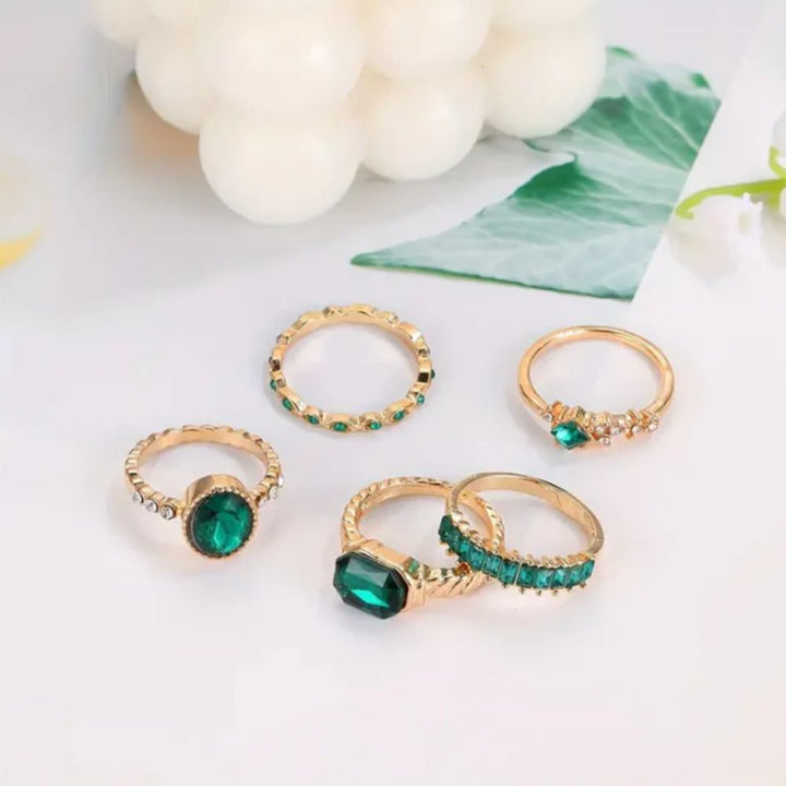 Zarina Exquisites Smaragd-Goldring-Set